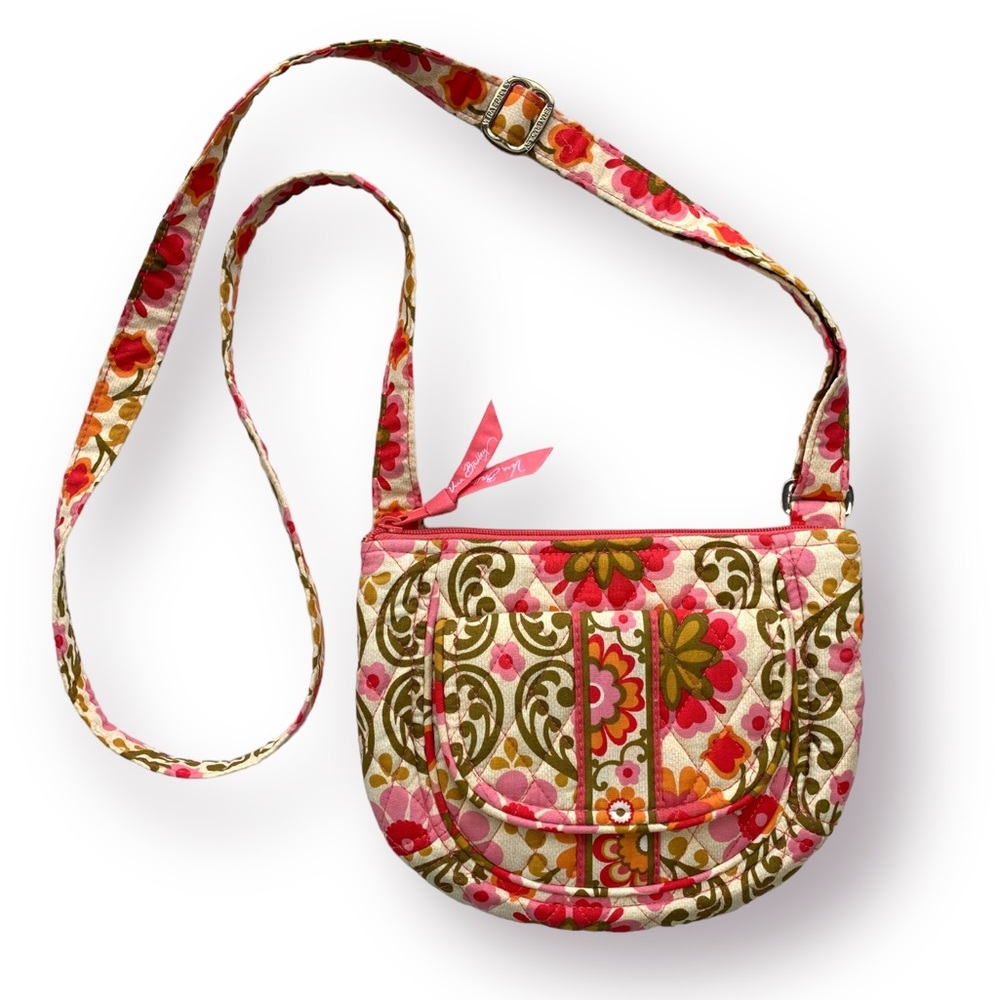 Vera Bradley Lizzy Folkloric Orange & Pink Floral Crossbody Bag
